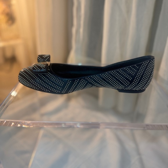 Salvatore Ferragamo Black Flats with Silver Accents - Picture 7 of 7